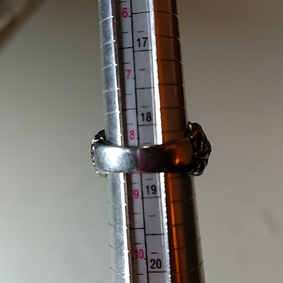 Stainless steel skull tiger eye Gothic biker ring - Picture 3 of 4